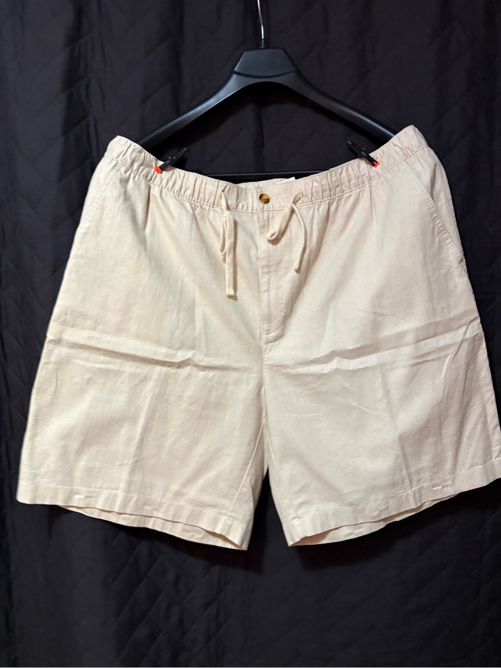 Men's Linen-Blend Drawstring Athletic Shorts in Cream ↕️23 #2011